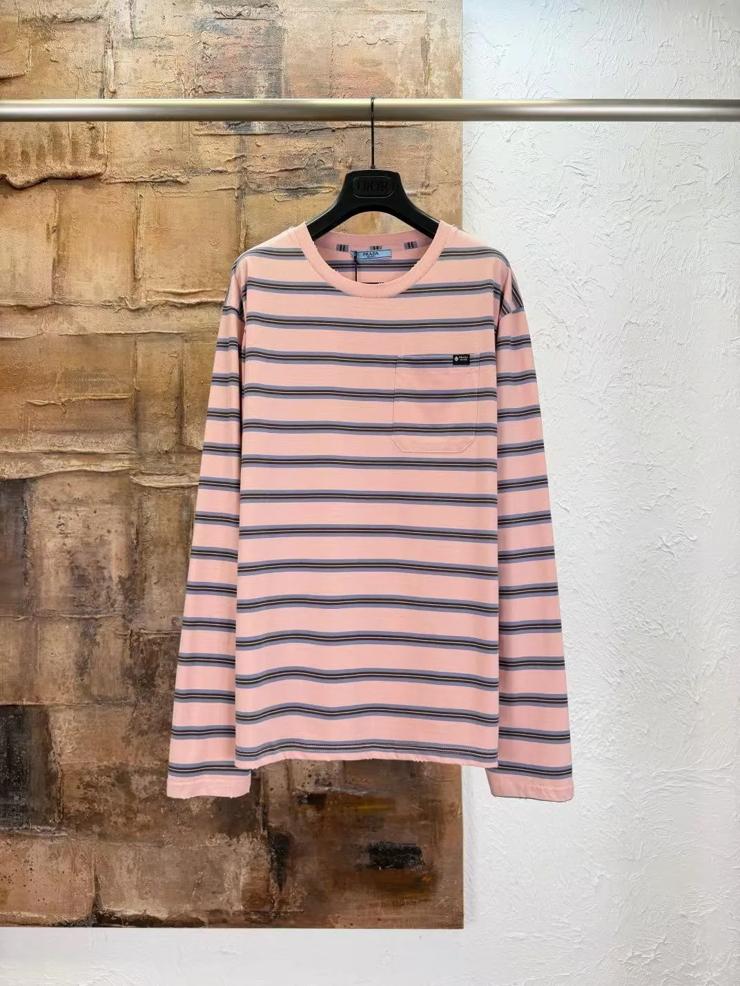 Striped cotton jersey top
