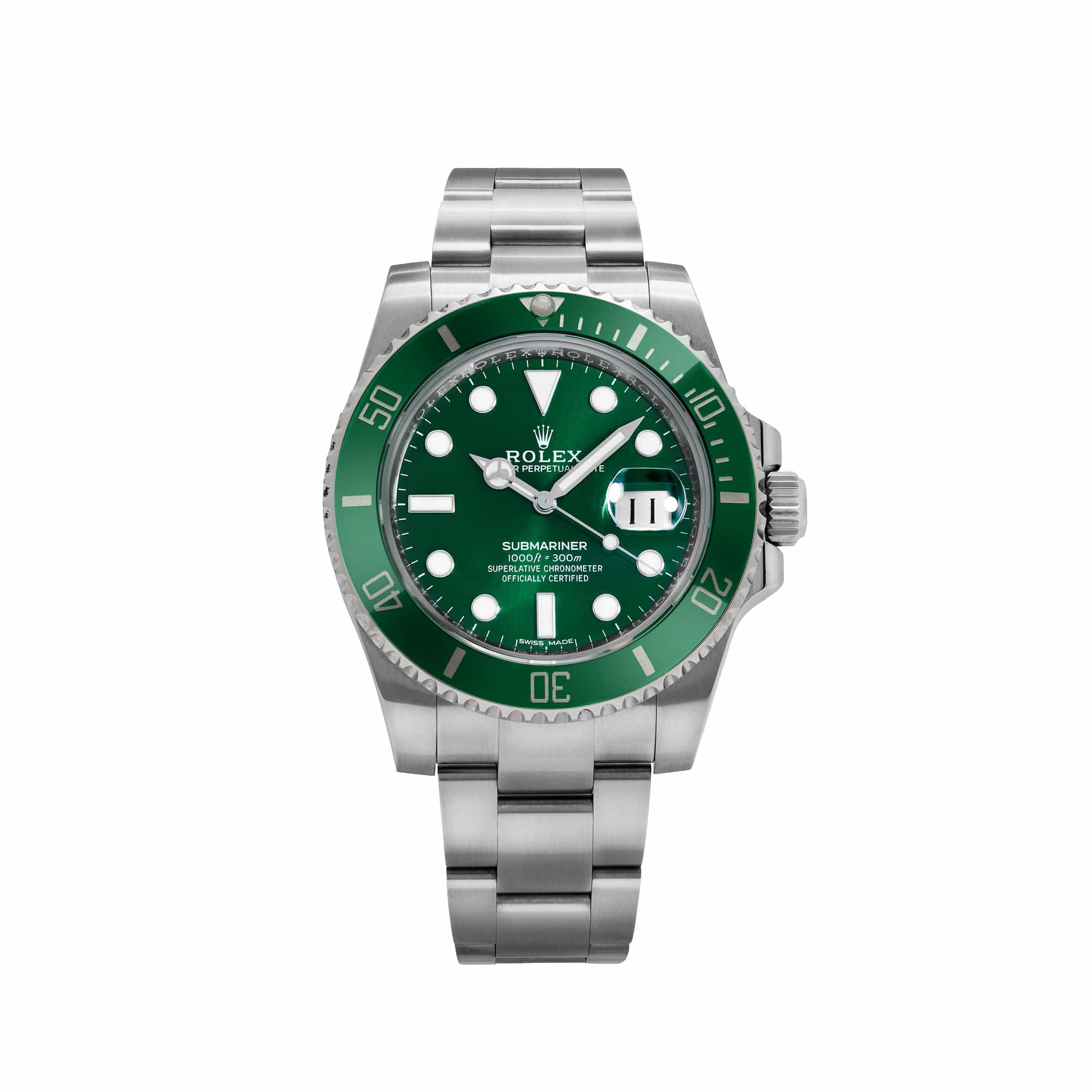 Rolex Submariner 116610LV, — Green Dial, (Hulk)