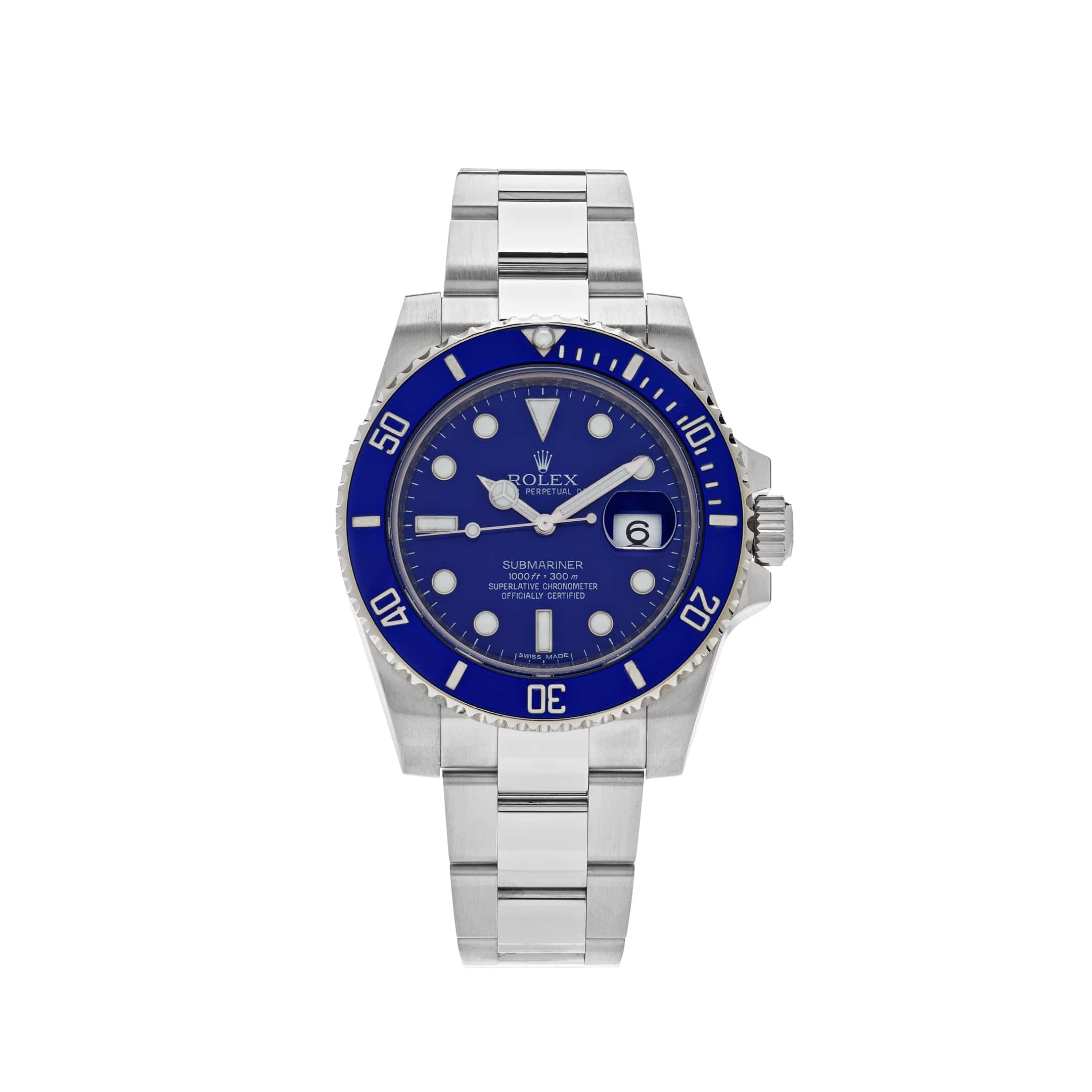 Rolex Submariner 116619LB, — Blue Dial, White Gold, (Smurf)