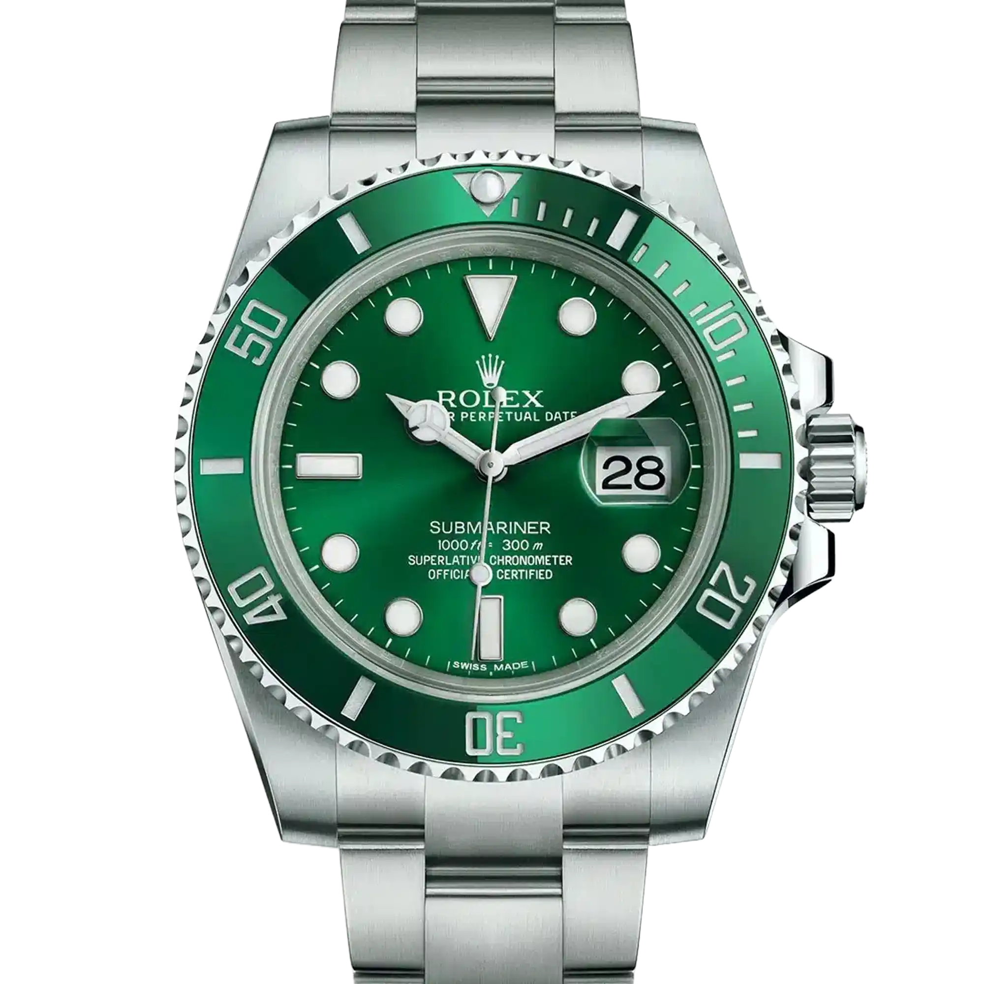 Rolex Submariner 116610LV, — Green Dial, (Hulk)