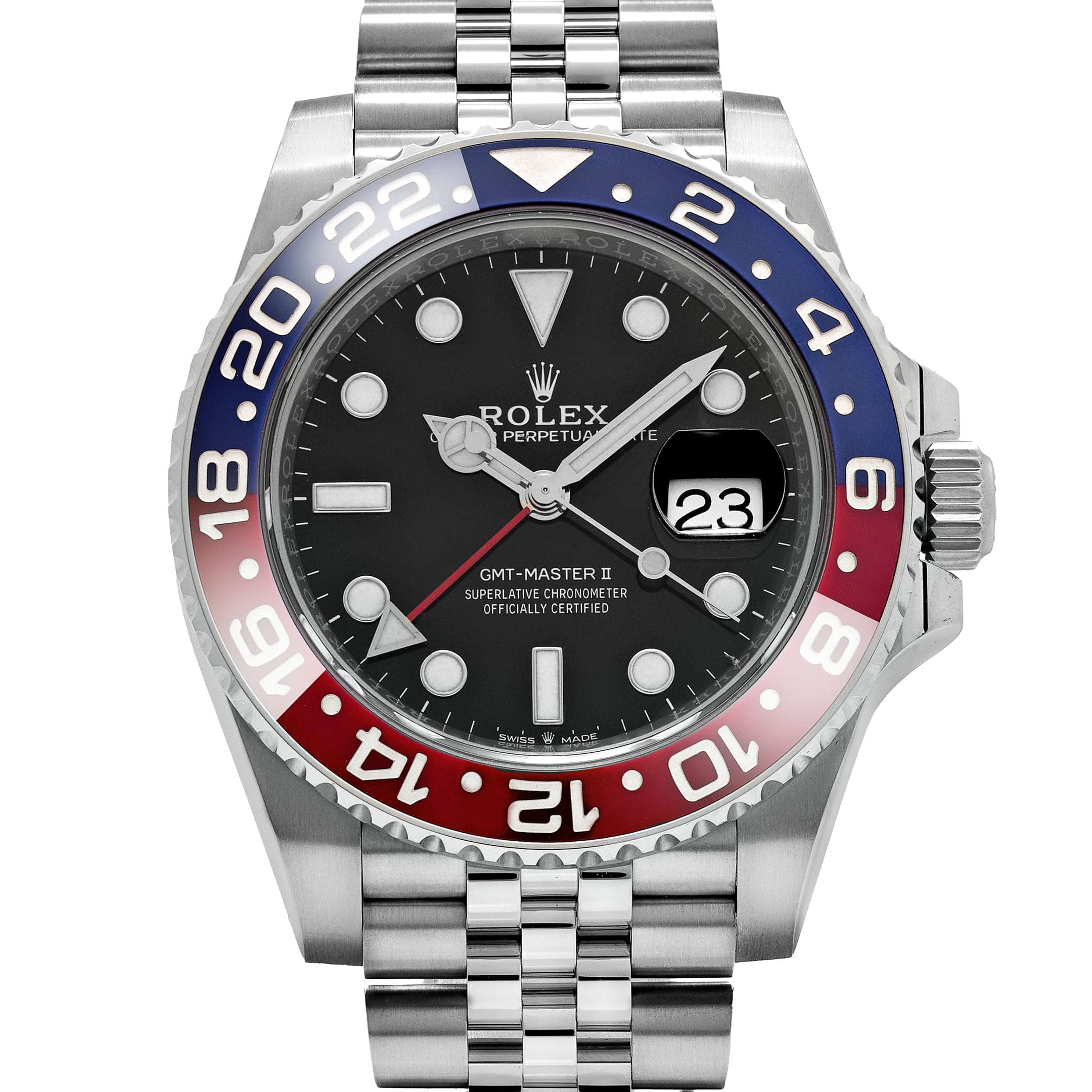 Rolex GMT-Master II 126710BLRO, — Black Dial, Jubilee, (Pepsi) — view 4