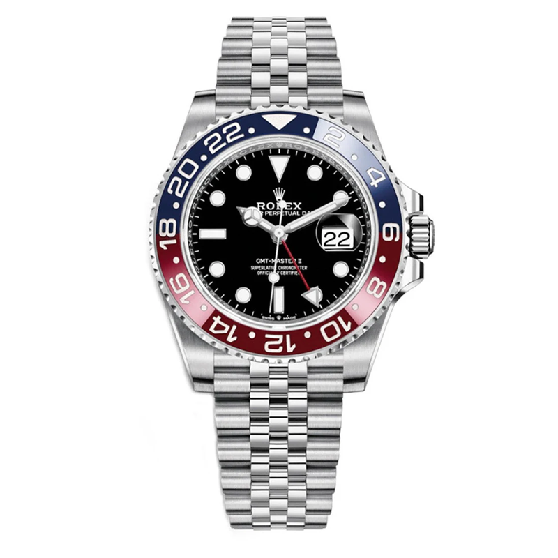 Rolex GMT-Master II Pepsi 40mm Oystersteel Black Dial Red & Blue Bezel Jubilee Bracelet 126710BLRO