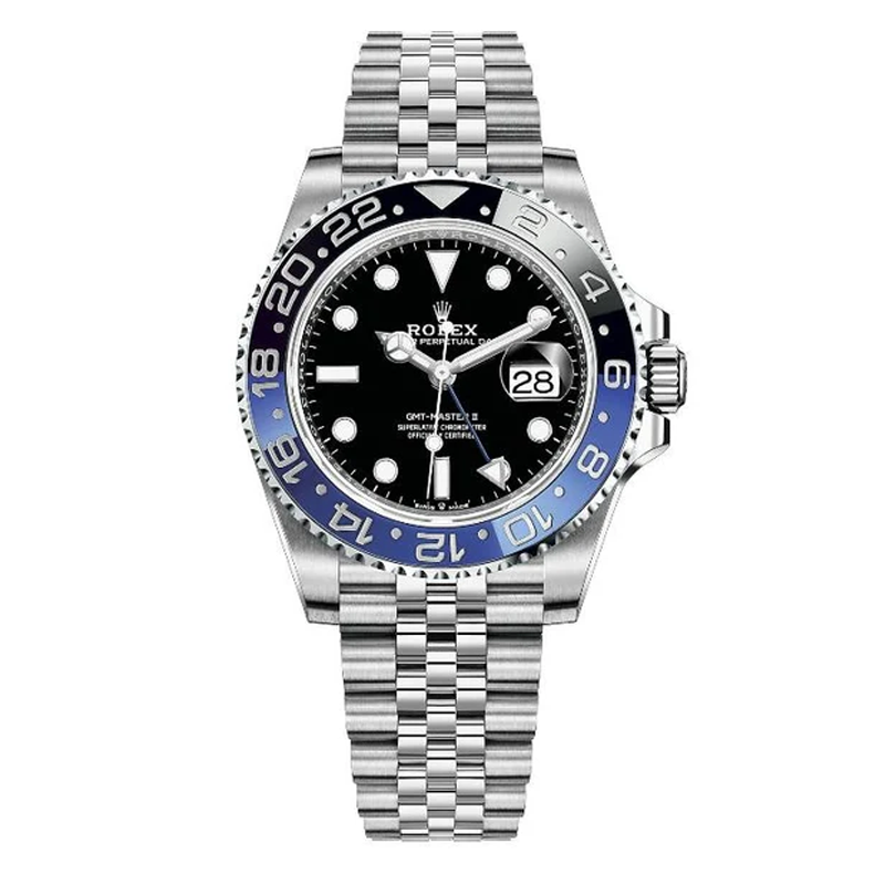 Rolex GMT-Master II Batgirl 40mm Oystersteel Black Dial Blue & Black Bezel Jubilee Bracelet 126710BLNR