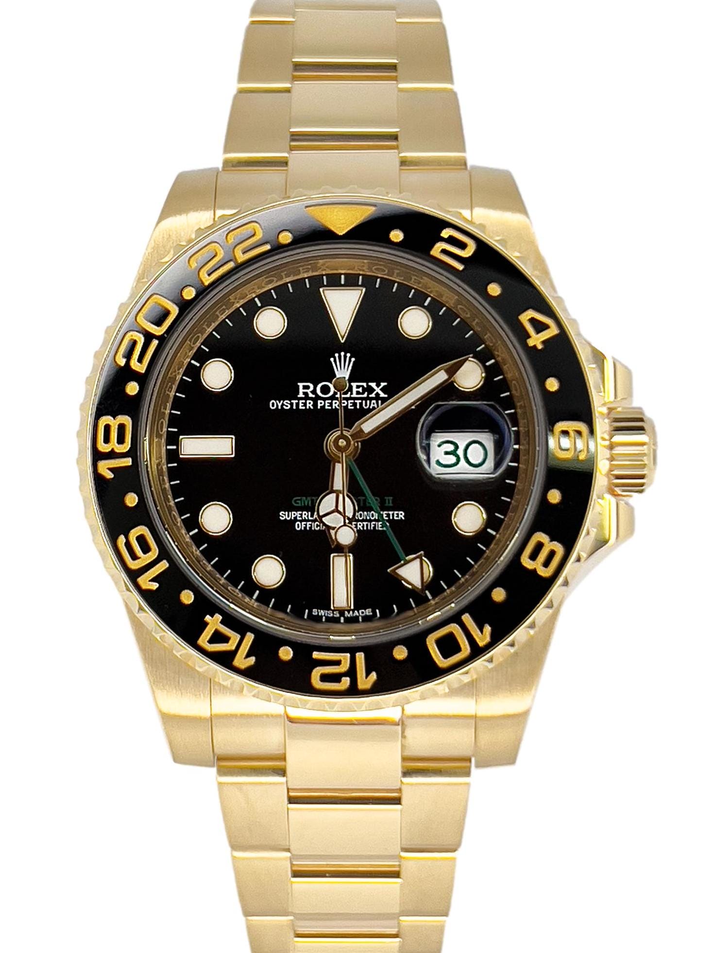 Rolex GMT-Master II 116713LN, — Black Dial, Oystersteel and Yellow Gold