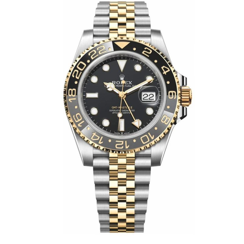 Rolex GMT-Master II 40mm Two-Tone Yellow Gold & Oystersteel Black Dial Grey & Black Bezel Jubilee Bracelet 126713GRNR