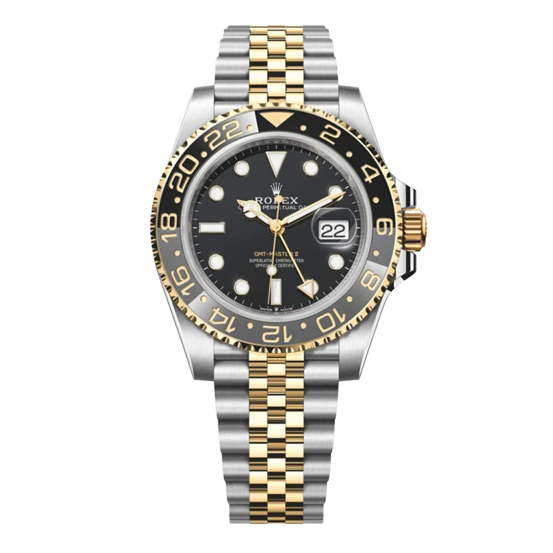 Rolex GMT-Master II 40mm Two-Tone Yellow Gold & Oystersteel Black Dial Grey & Black Bezel Jubilee Bracelet 126713GRNR