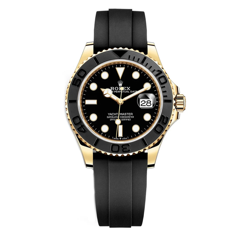 Rolex Yacht-Master 42mm Yellow Gold Black Dial Black Bezel Oysterflex Bracelet 226658