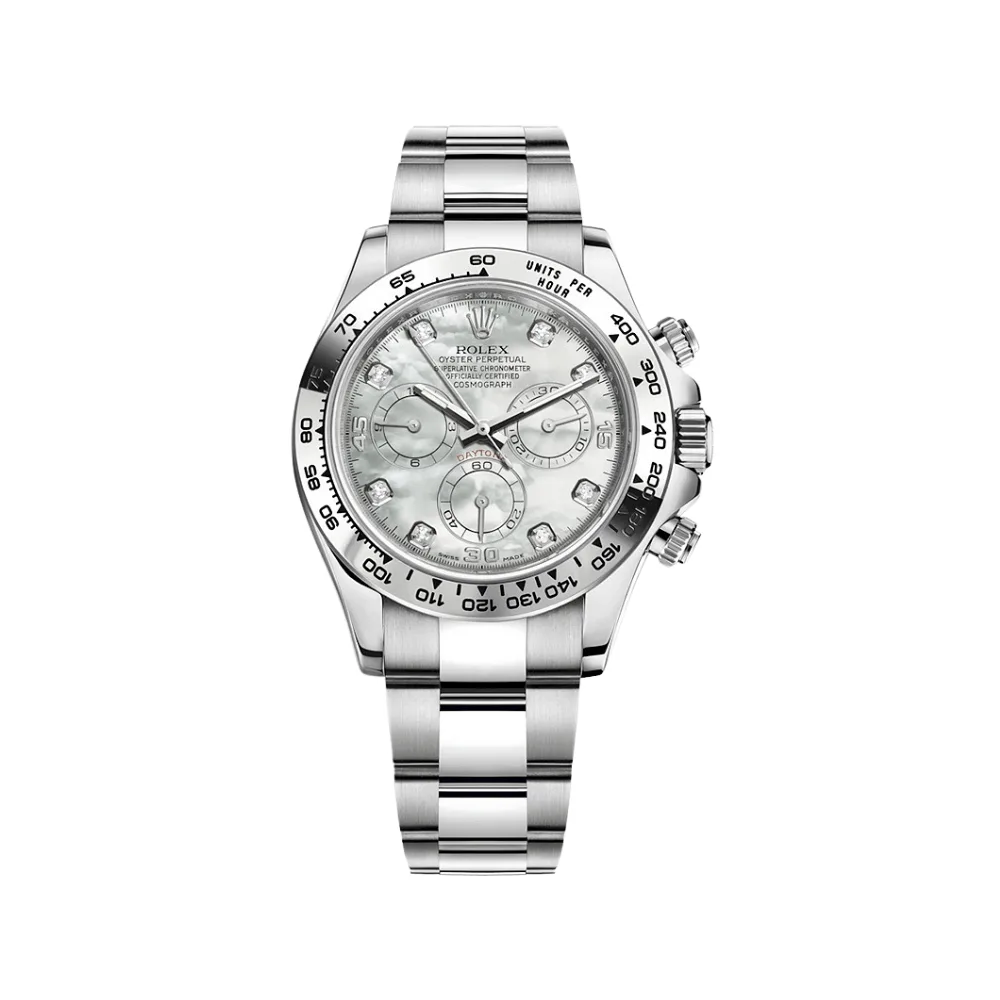 Rolex Daytona 40mm White Gold Mother of Pearl Diamond Dial Oyster Bracelet 116509