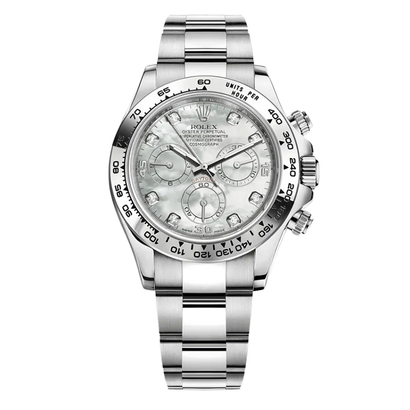 Rolex Daytona 40mm White Gold Mother of Pearl Diamond Dial Oyster Bracelet 116509