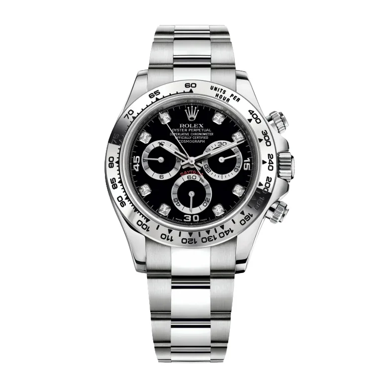 Rolex Daytona 40mm White Gold Black Diamond Dial Oyster Bracelet 116509