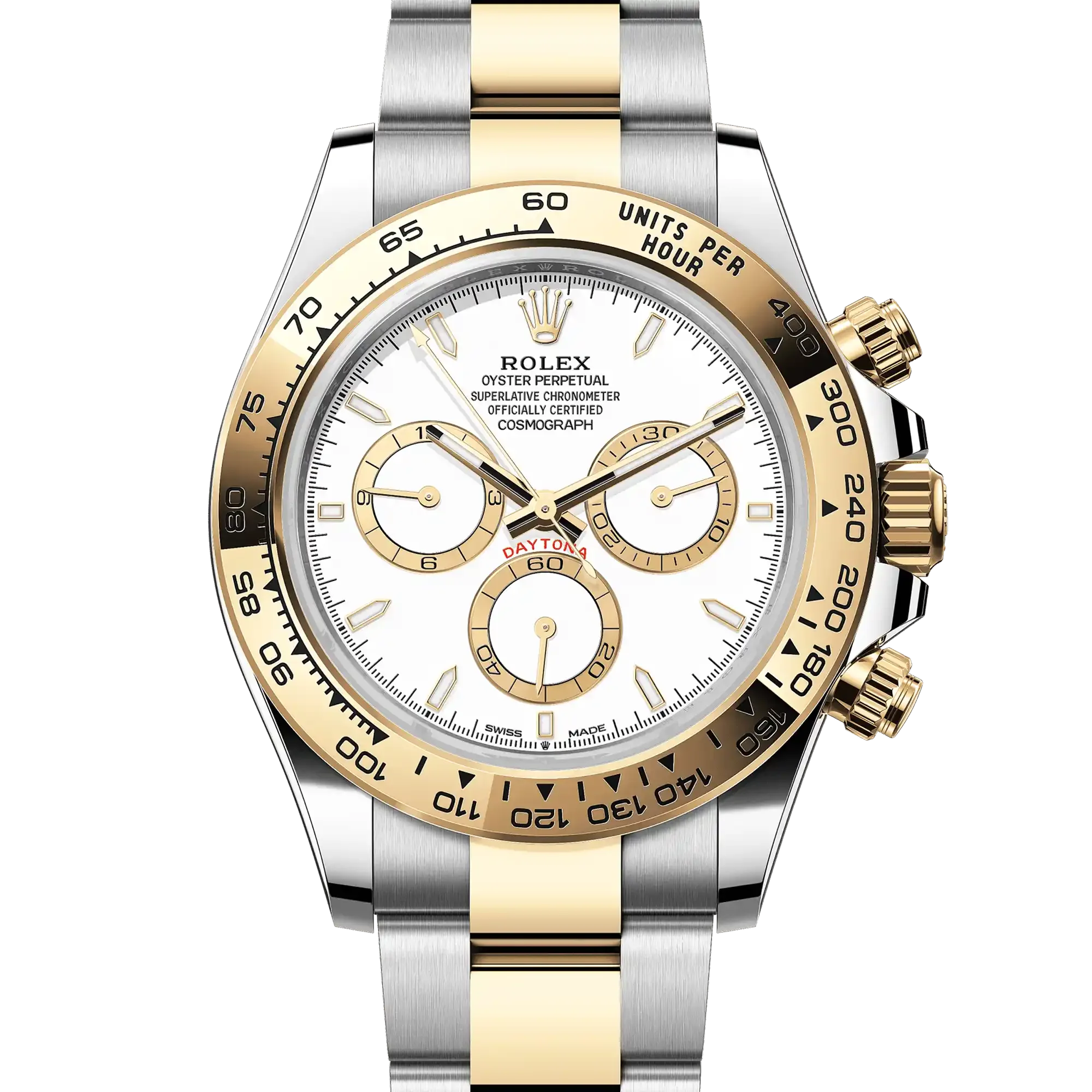 Rolex Daytona 40mm Two-Tone Yellow Gold & Oystersteel White Dial Yellow Gold Bezel Oyster Bracelet 126503