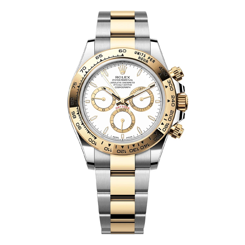Rolex Daytona 40mm Two-Tone Yellow Gold & Oystersteel White Dial Yellow Gold Bezel Oyster Bracelet 126503