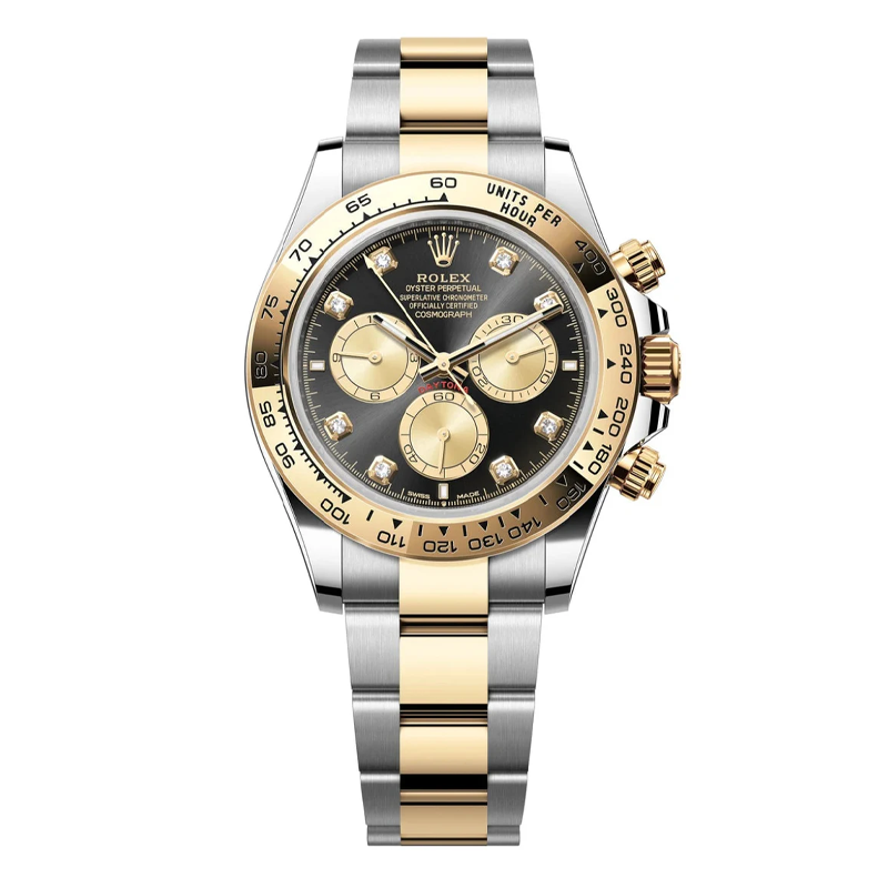 Rolex Daytona 40mm Two-Tone Yellow Gold & Oystersteel Black Diamond Dial Yellow Gold Bezel Oyster Bracelet 126503