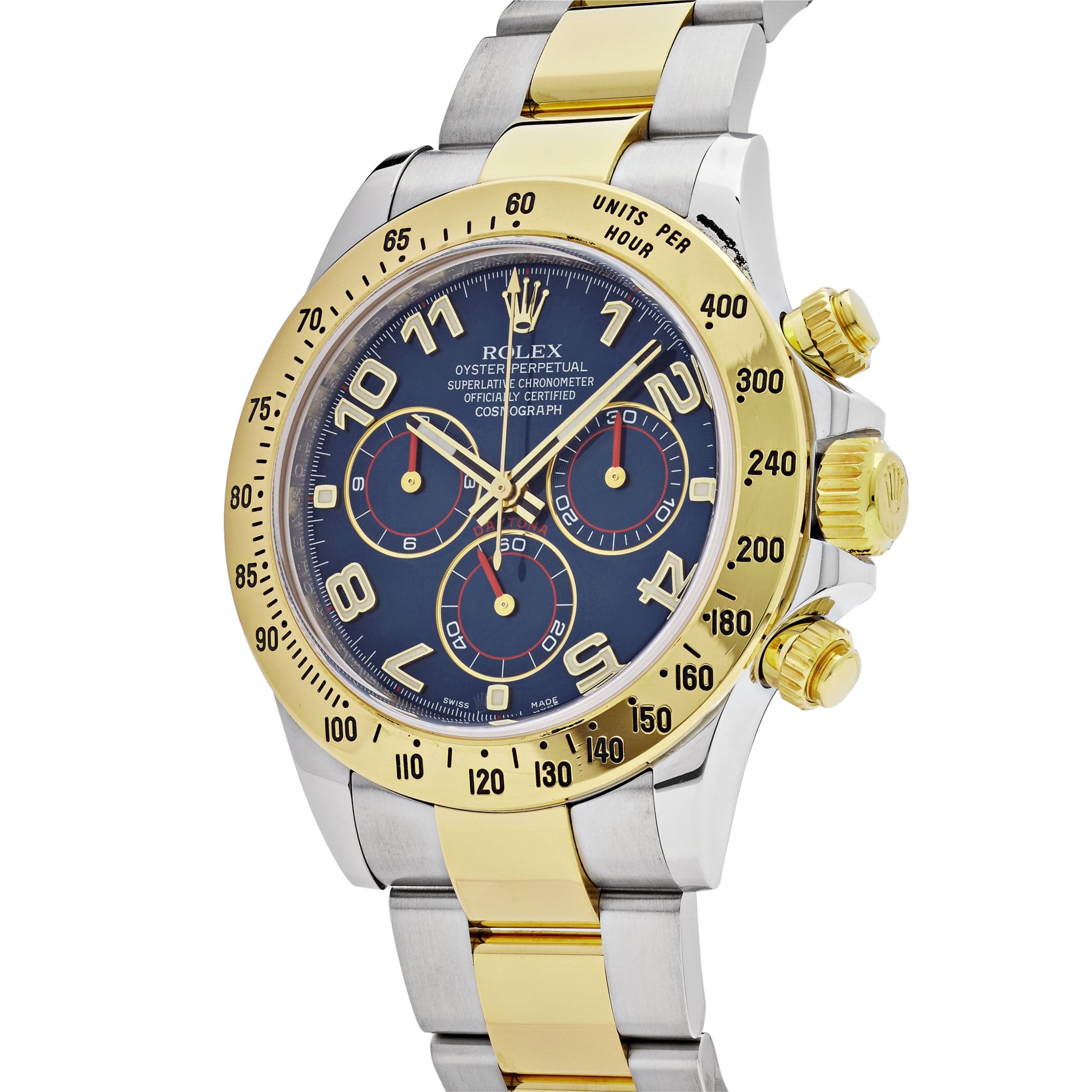 Rolex Daytona 116523, — Blue Dial, Oystersteel and Yellow Gold — view 3