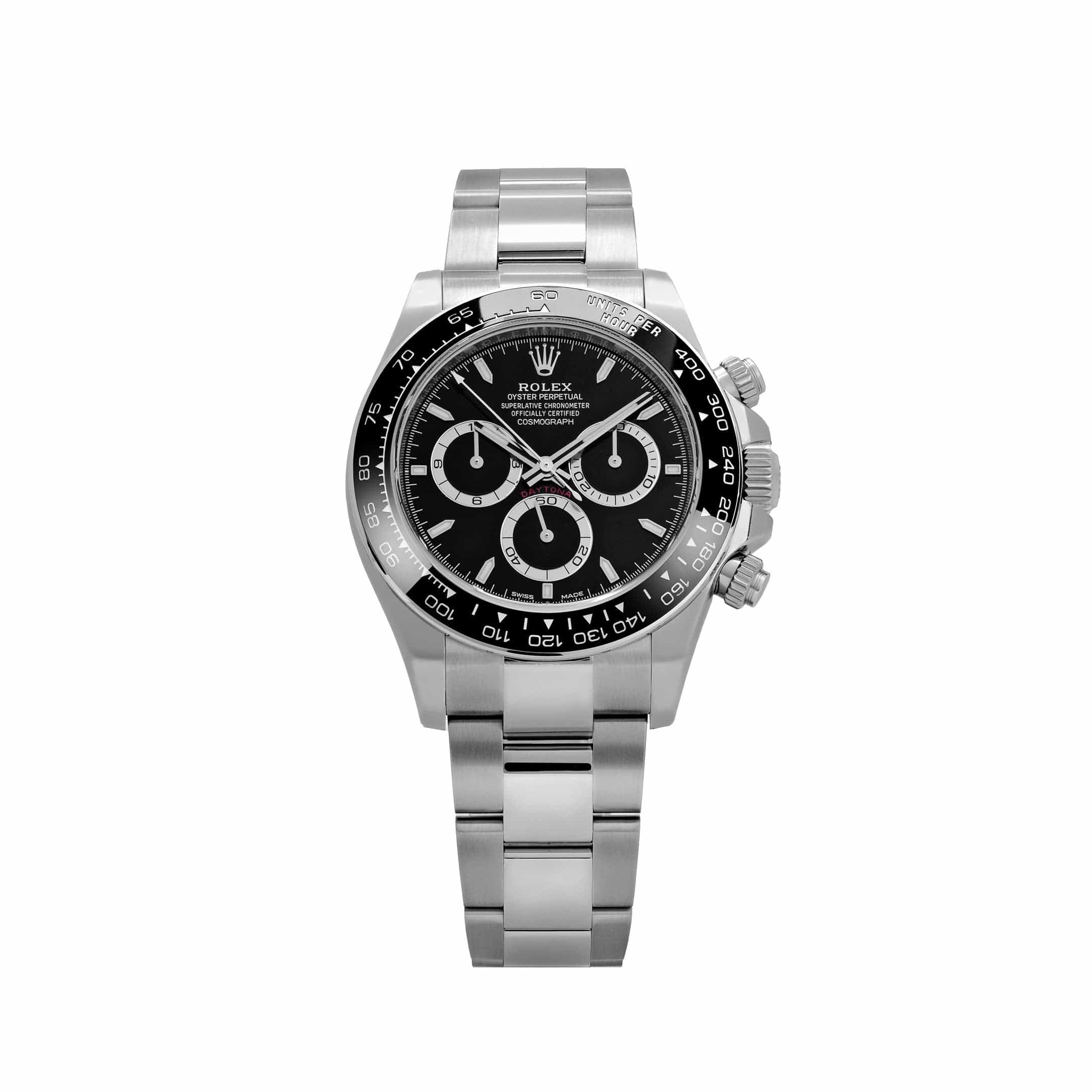 Rolex Daytona 126500LN, — Black Dial, Oysterflex, (Reverse Panda)