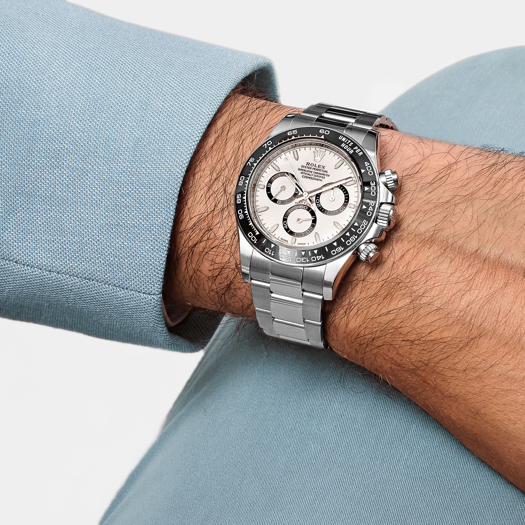 Rolex Daytona 126500LN, — White Dial, Oysterflex, (Panda) — view 2