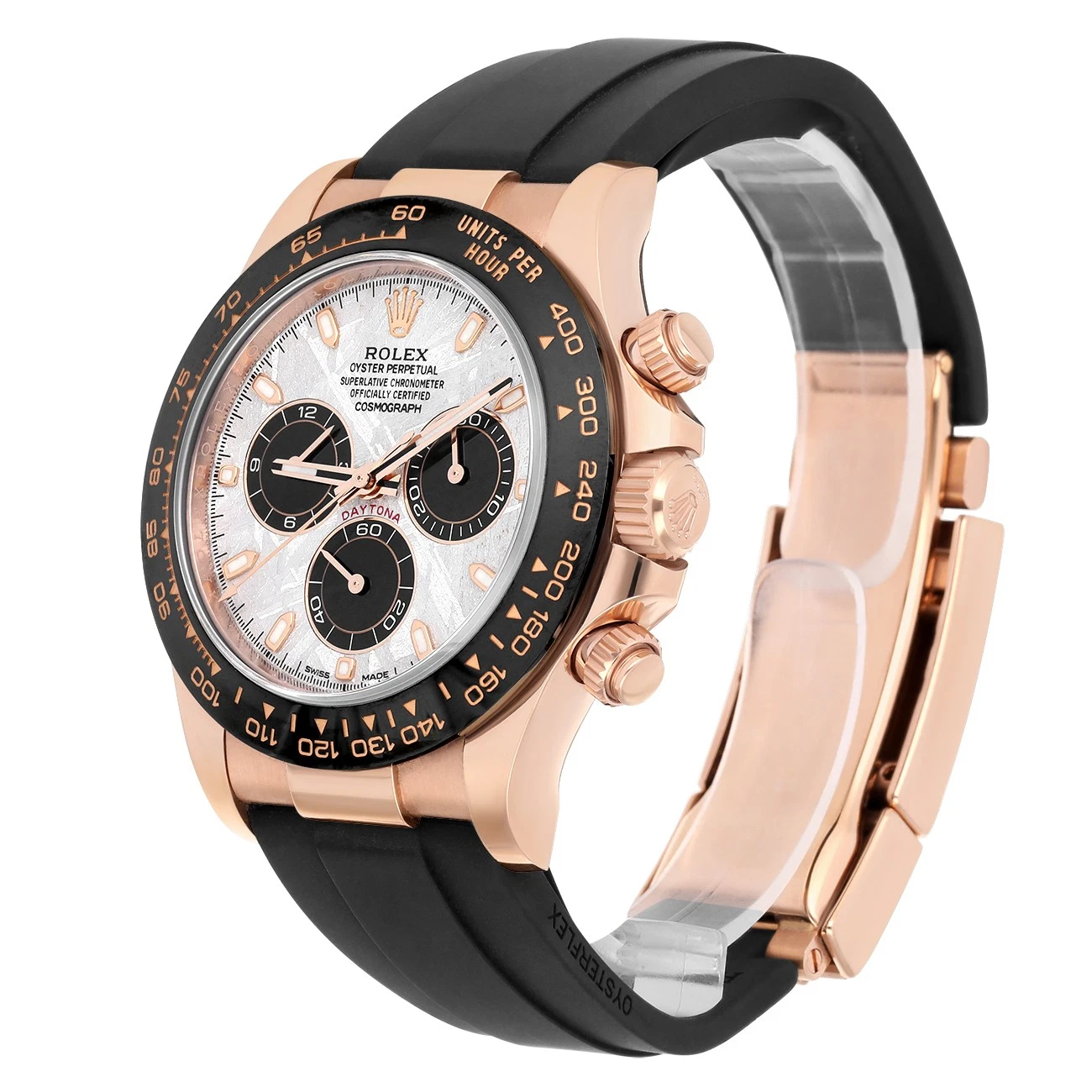 Rolex Daytona 40mm Everose Gold Meteorite Dial Black Bezel Oysterflex Bracelet 116515LN — view 4