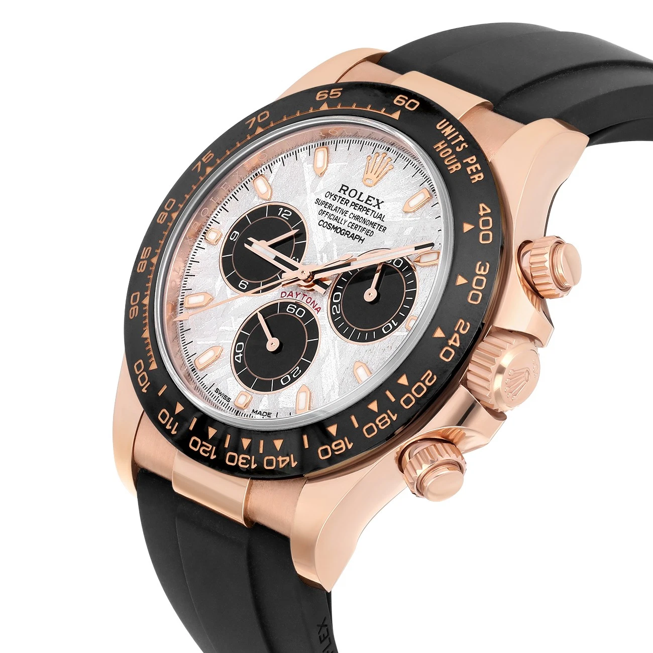 Rolex Daytona 40mm Everose Gold Meteorite Dial Black Bezel Oysterflex Bracelet 116515LN — view 5