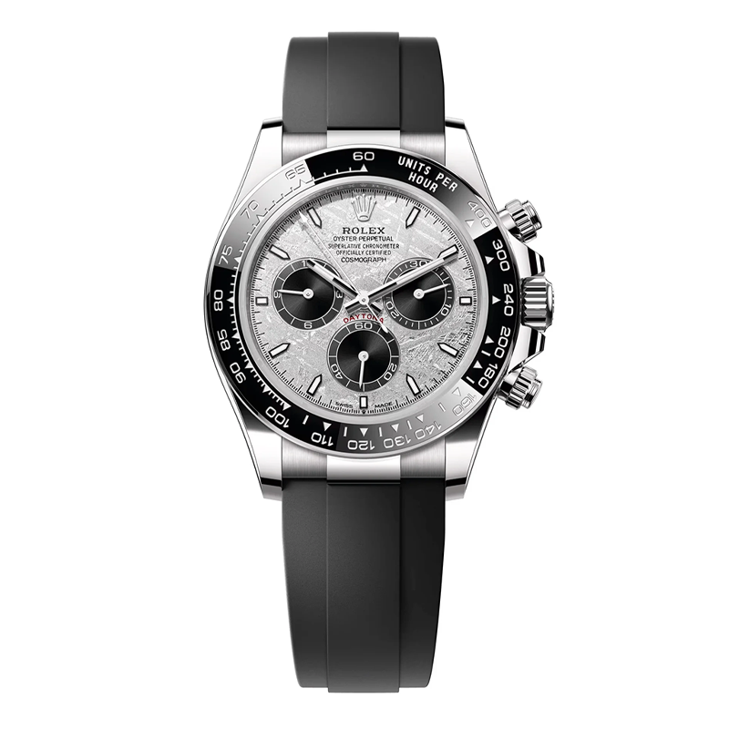 Rolex Daytona 40mm White Gold Meteorite Dial Black Bezel Oysterflex Bracelet 116519LN