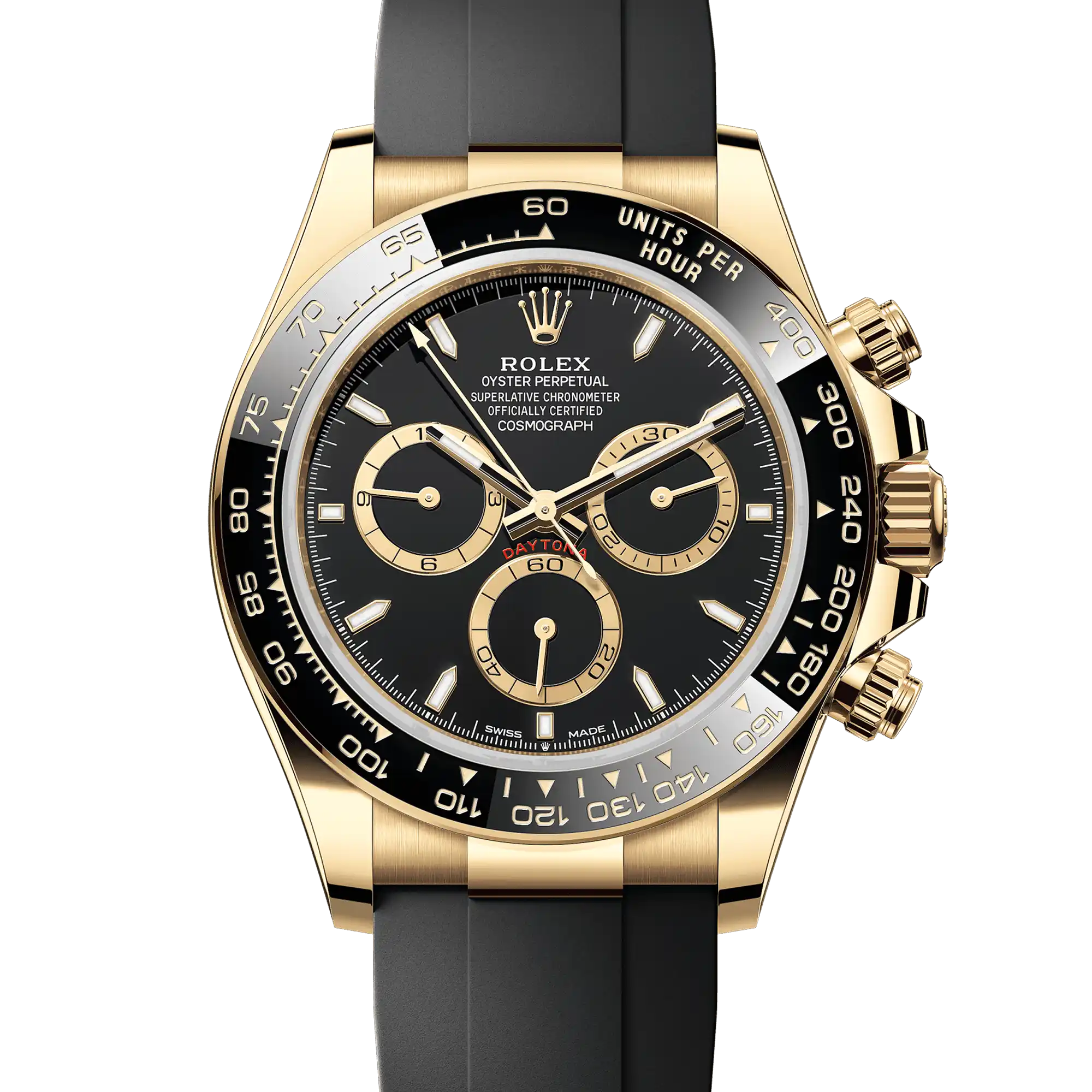 Rolex Daytona 126518LN, — Black Dial, Oysterflex, Yellow Gold