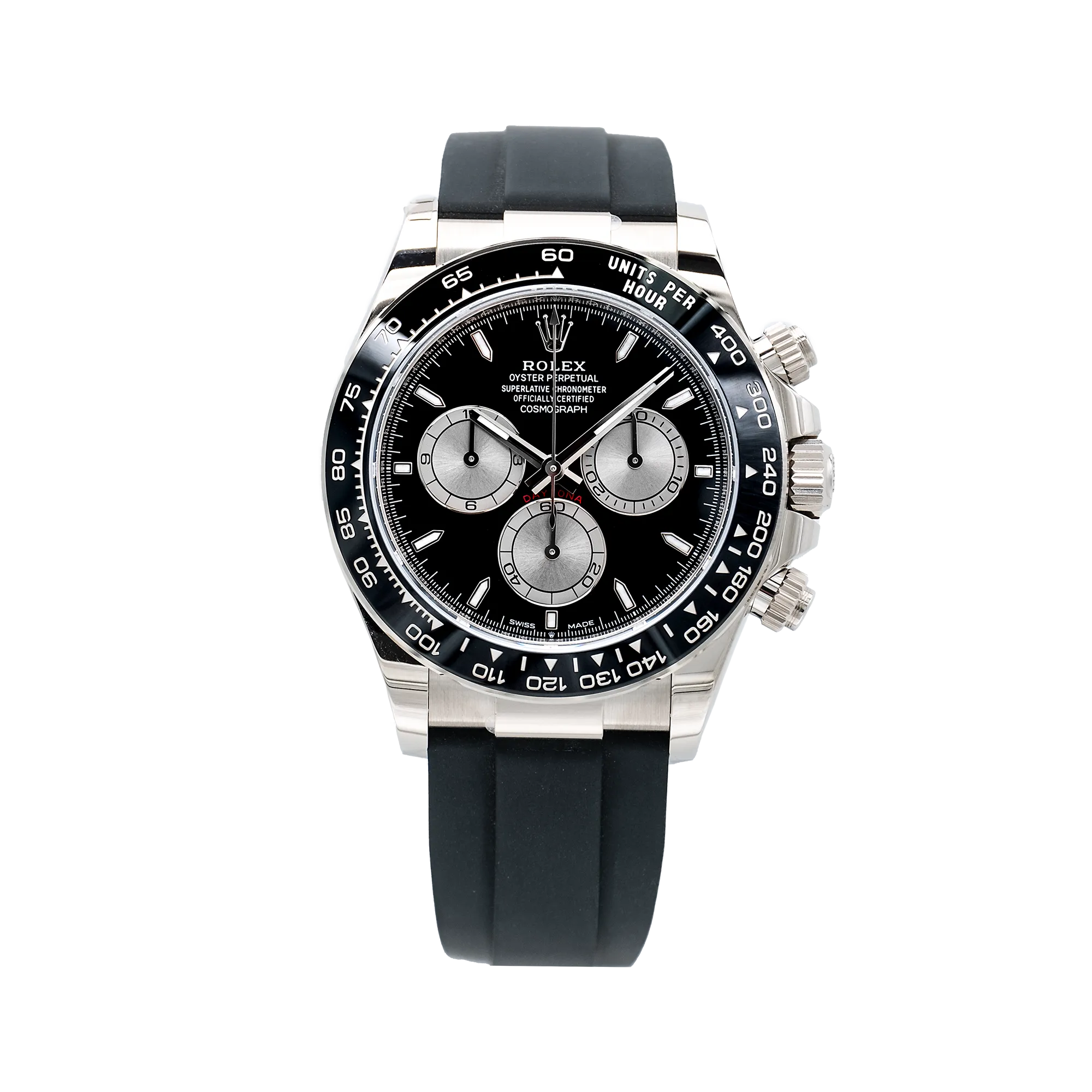 Rolex Daytona 126519LN, — Black Dial, Oysterflex, White Gold — view 2