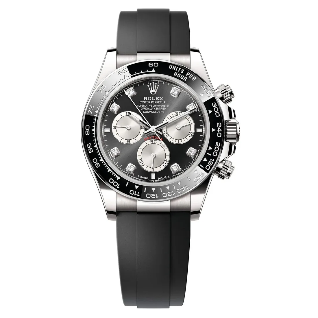 Rolex Daytona 40mm White Gold Black Diamond Dial Black Bezel Oysterflex Bracelet 126519LN