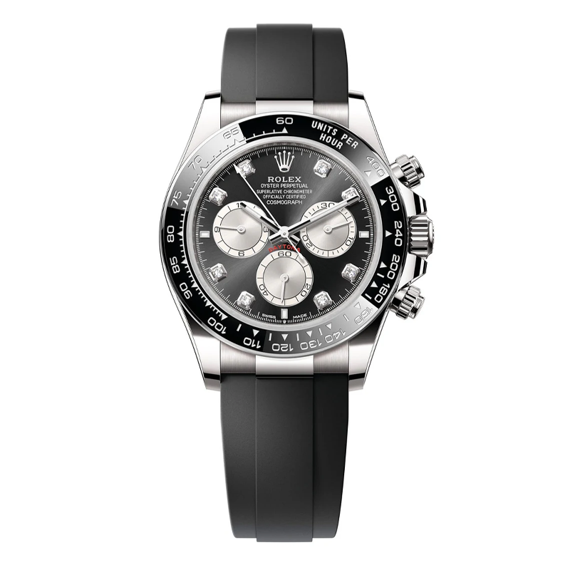 Rolex Daytona 40mm White Gold Black Diamond Dial Black Bezel Oysterflex Bracelet 126519LN