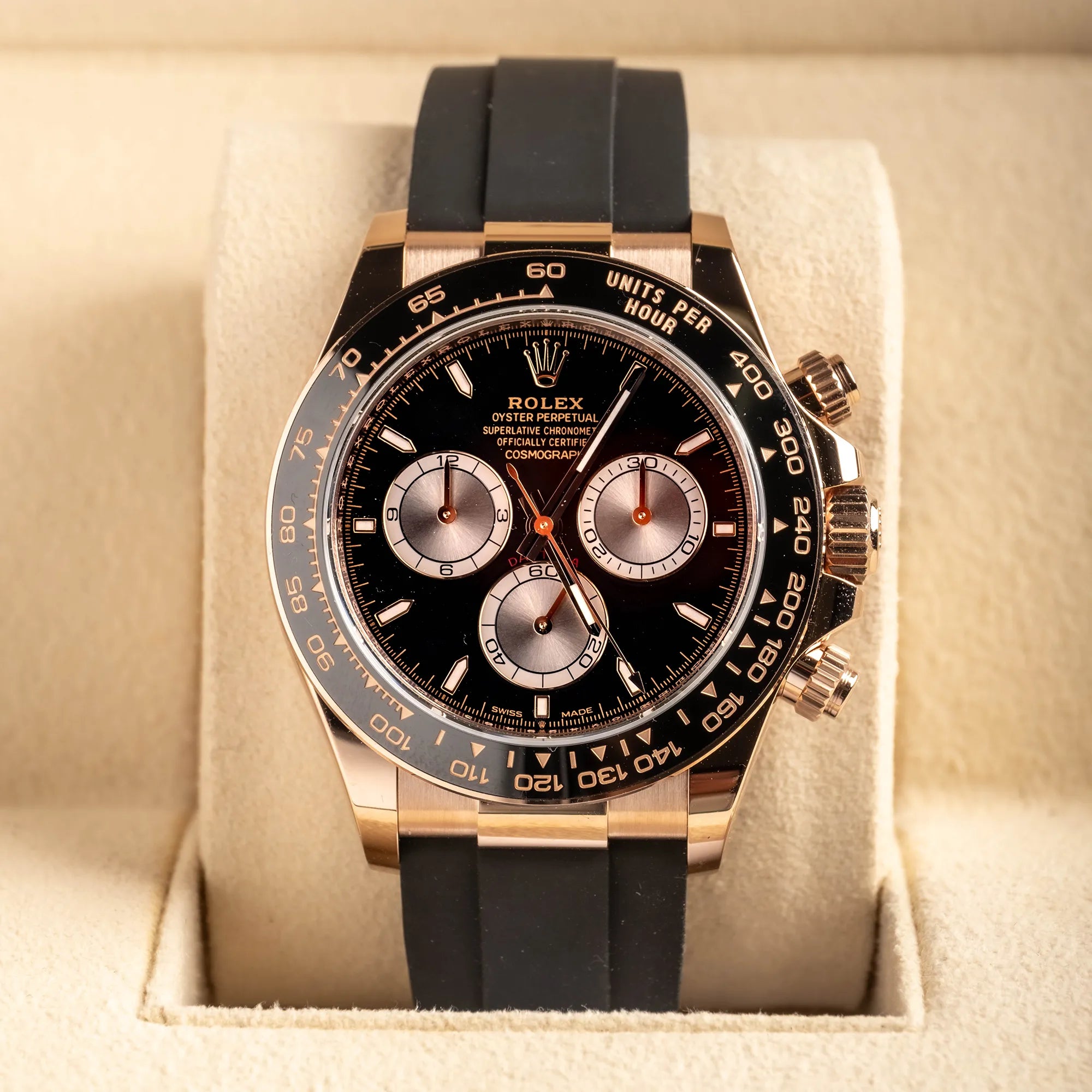 Rolex Daytona 126515LN, — Black Dial, Oysterflex, Everose Gold — view 2