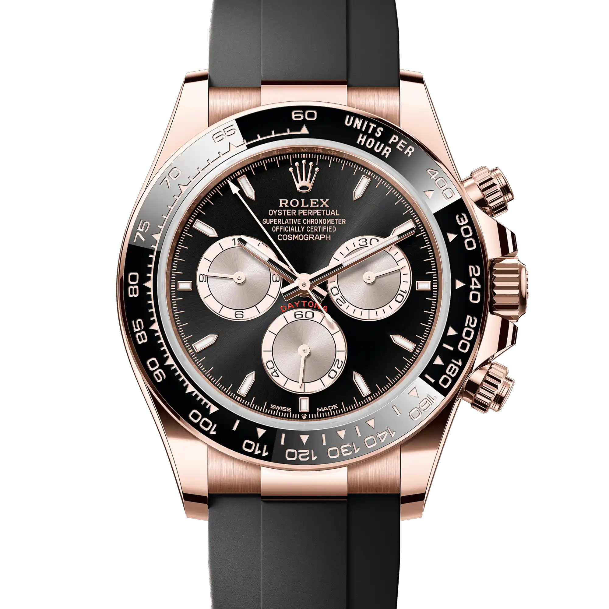 Rolex Daytona 126515LN, — Black Dial, Oysterflex, Everose Gold