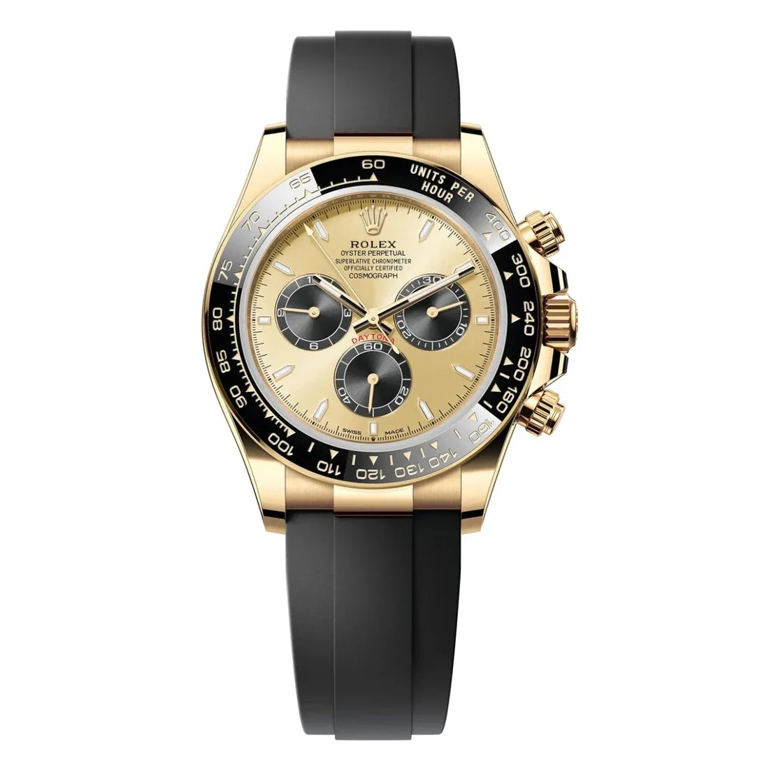 Rolex Daytona 40mm Yellow Gold Champagne Black Dial Oysterflex Bracelet 126518LN