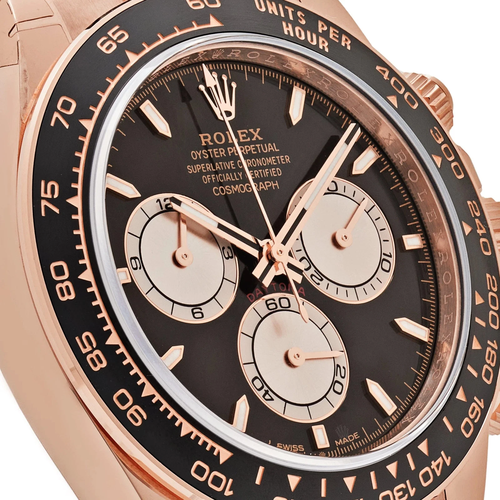 Rolex Daytona 40mm Everose Gold Black Dial Black Bezel Oysterflex Bracelet 126515LN — view 3