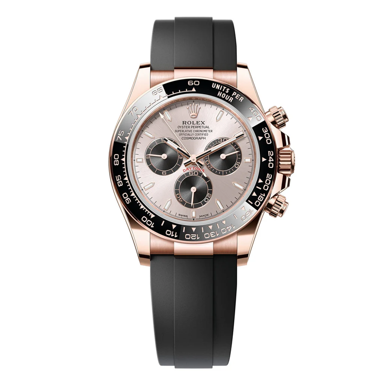 Rolex Daytona 40mm Everose Gold Sundust Black Dial Oysterflex Bracelet 126515LN