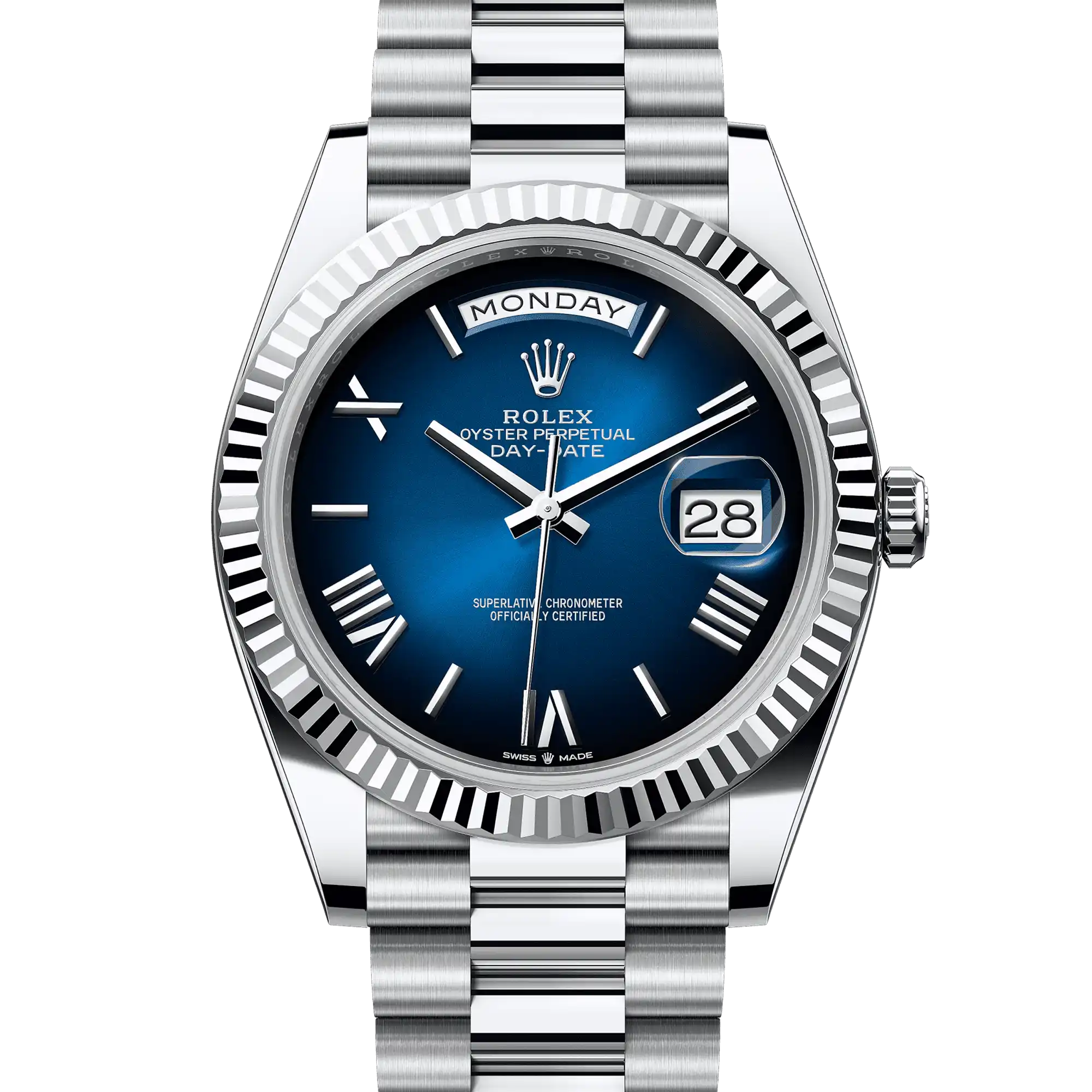 Rolex Day-Date 228239, — Blue Dial, President