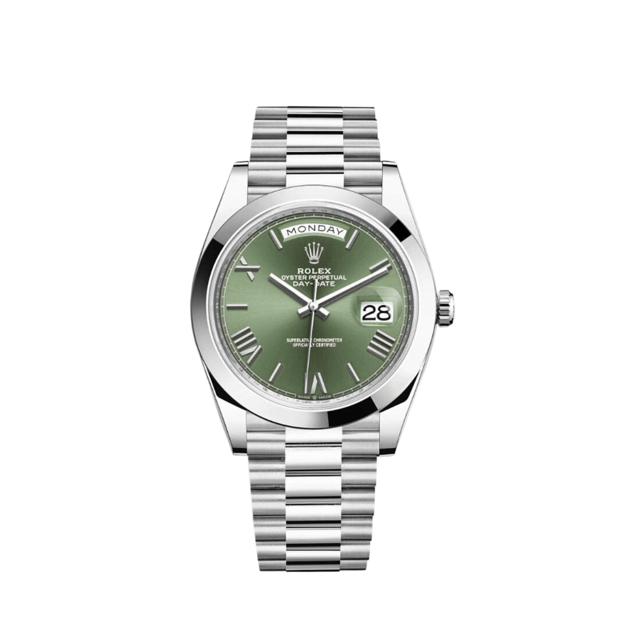 Rolex Day-Date 228236, — Olive Green Dial, President