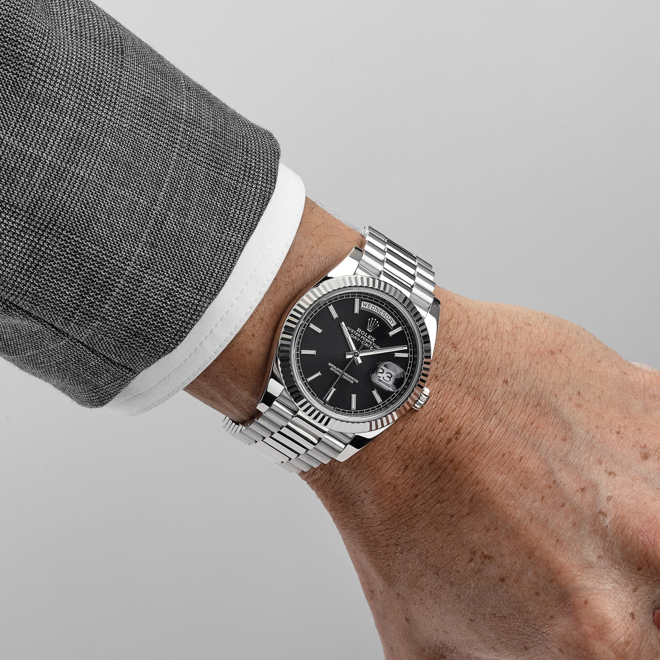 Rolex Day-Date 228239, — Black Dial, President — view 2