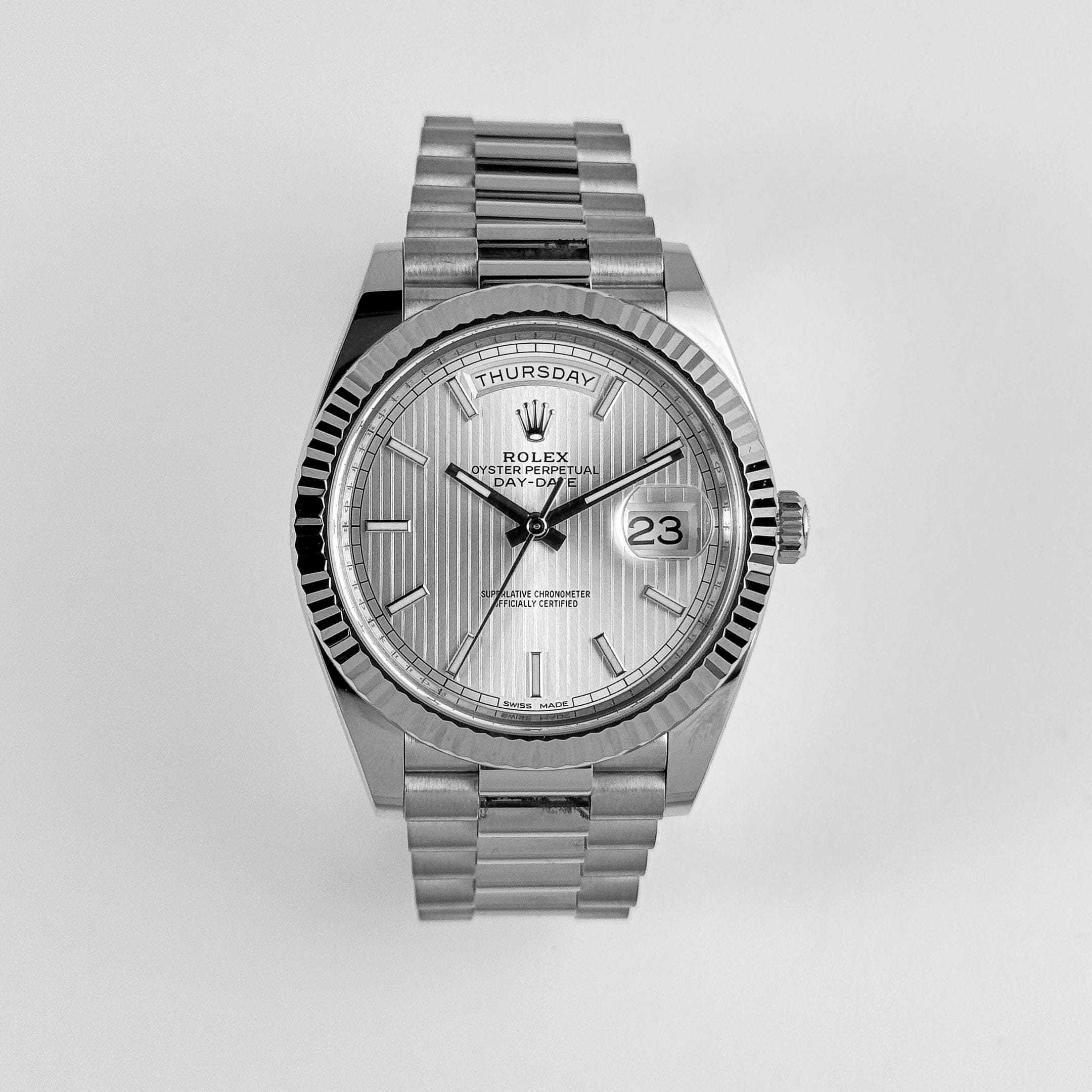 Rolex Day-Date 228239, — Silver Dial, President — view 4