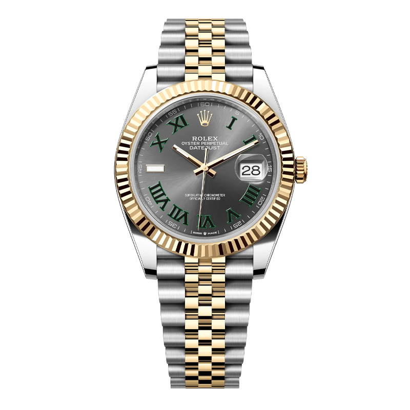 Rolex Datejust 41mm Two-Tone Yellow Gold & Oystersteel Slate Wimbledon Dial Fluted Bezel Jubilee Bracelet 126333