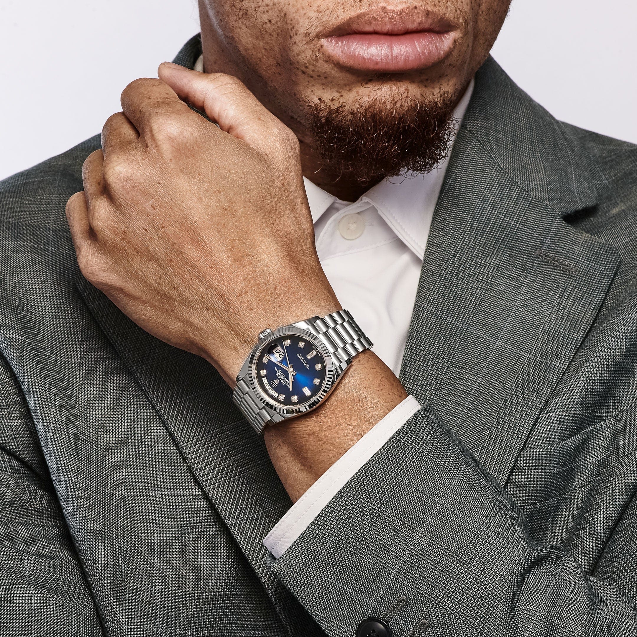 Rolex Day-Date 128239, — White Mother of Pearl Dial, President — view 3