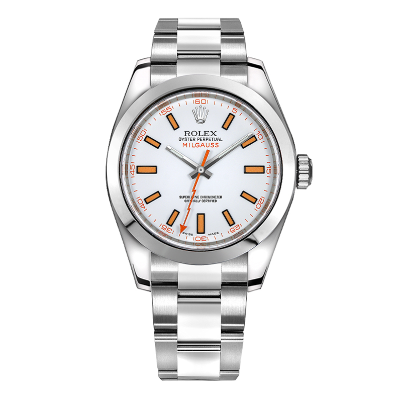 Rolex Milgauss 40mm Oystersteel White Dial Domed Bezel Oyster Bracelet 116400