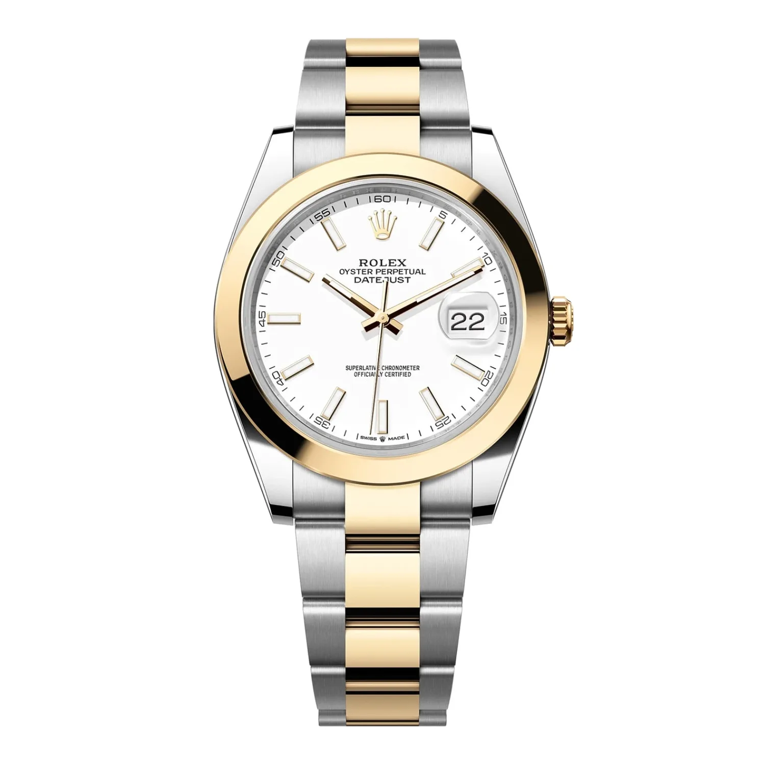 Rolex Datejust 41mm Two-Tone Yellow Gold & Oystersteel White Index Dial Domed Bezel Oyster Bracelet 126303