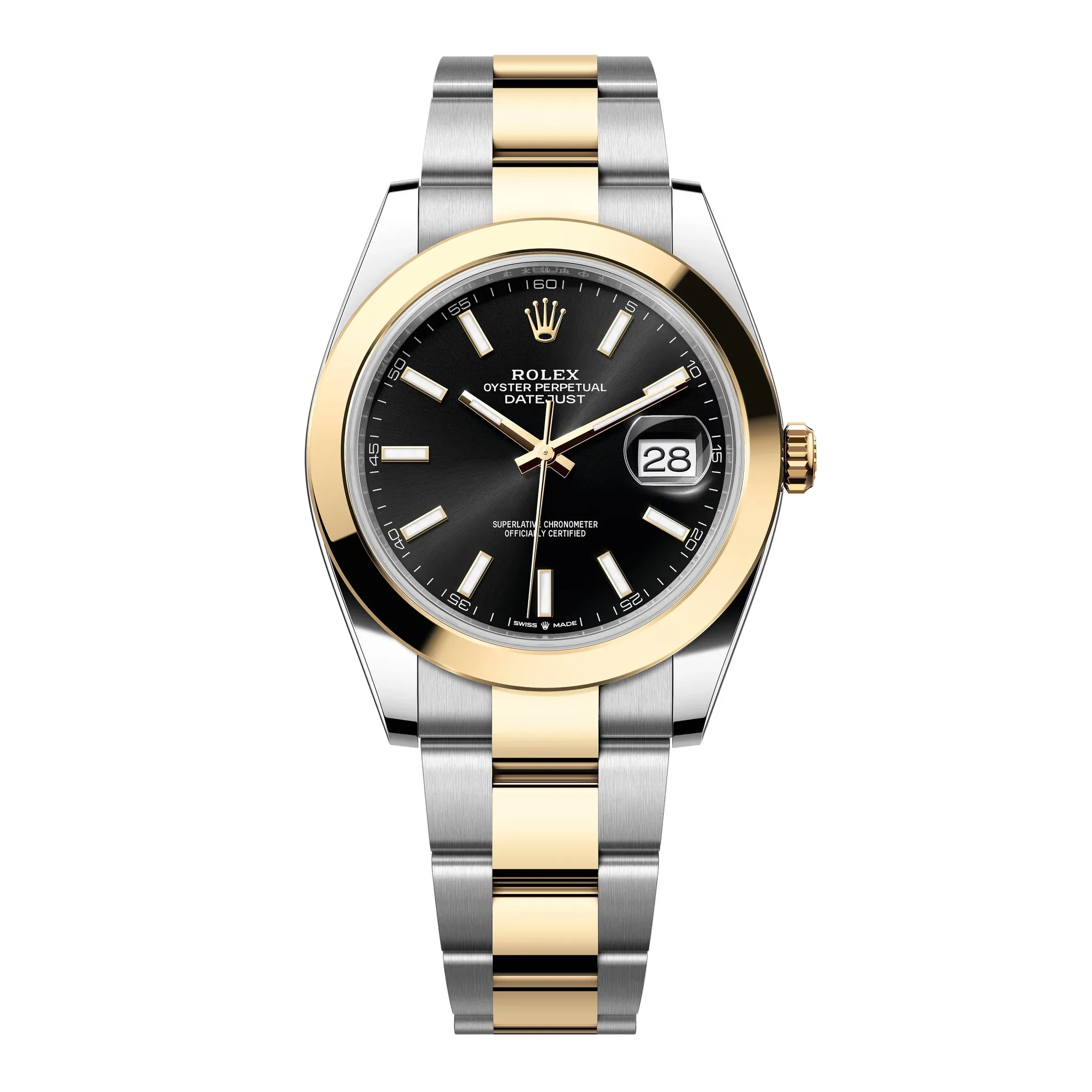 Rolex Datejust 41mm Two-Tone Yellow Gold & Oystersteel Black Index Dial Domed Bezel Oyster Bracelet 126303