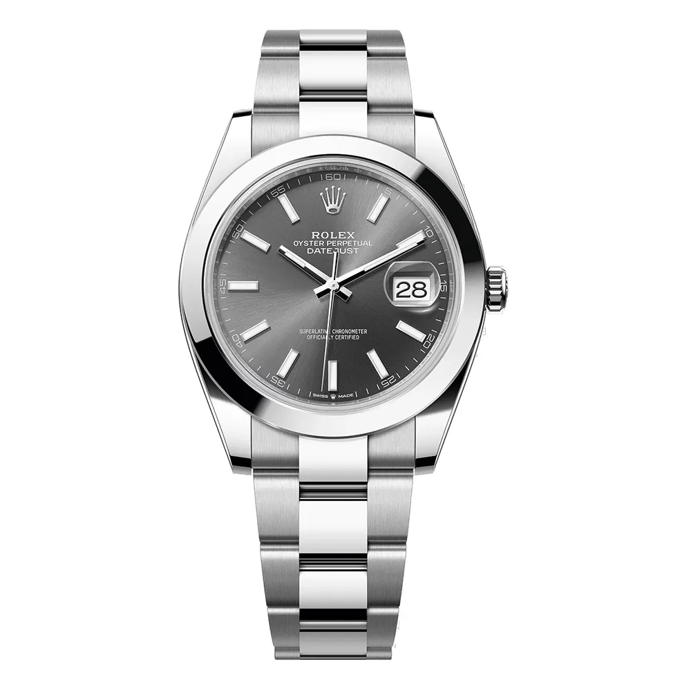 Rolex Datejust 41mm Oystersteel Slate Grey Index Dial Domed Bezel Oyster Bracelet 126300