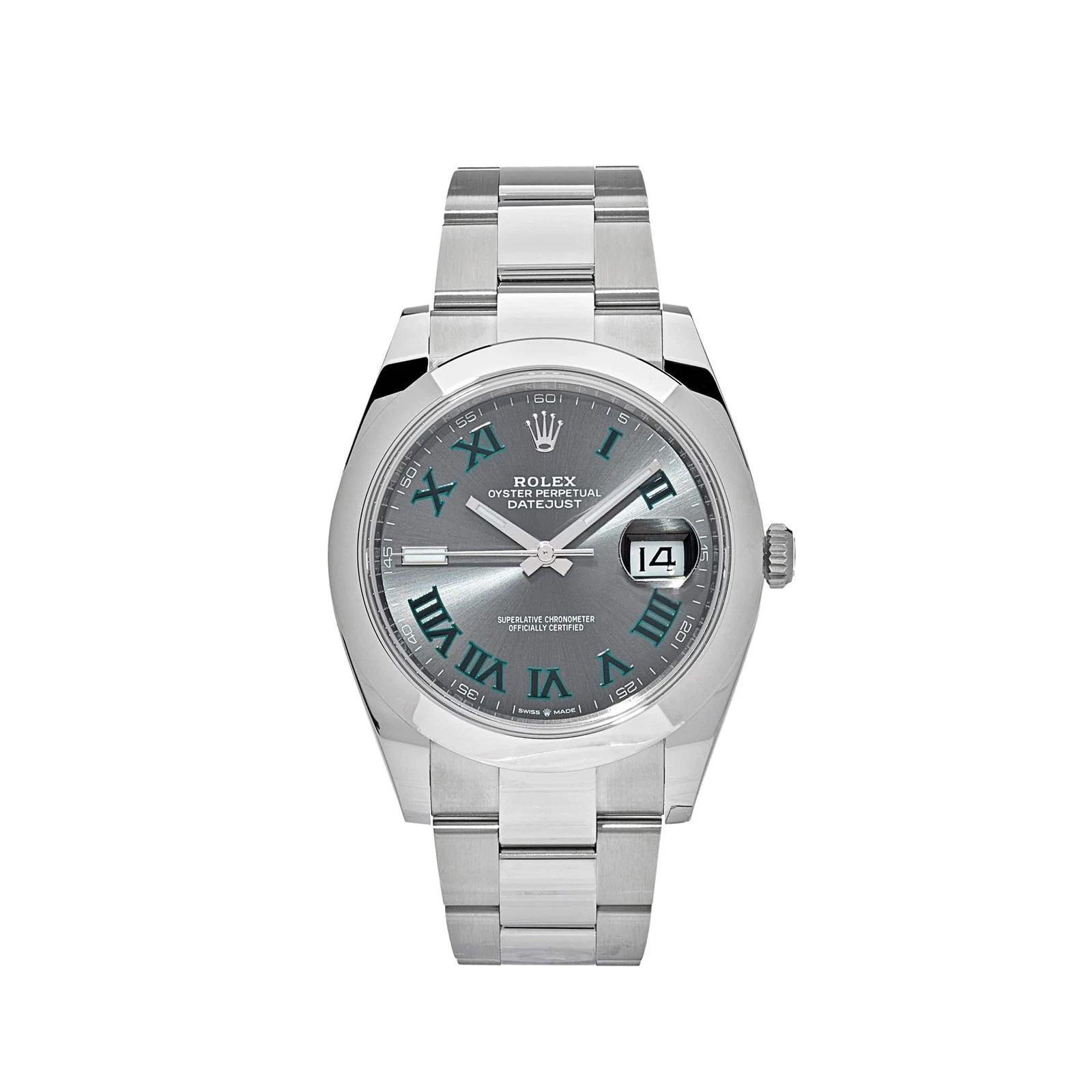 Rolex Datejust 41mm Oystersteel Slate Wimbledon Dial Roman Dial Domed Bezel Oyster Bracelet 126300 — view 2
