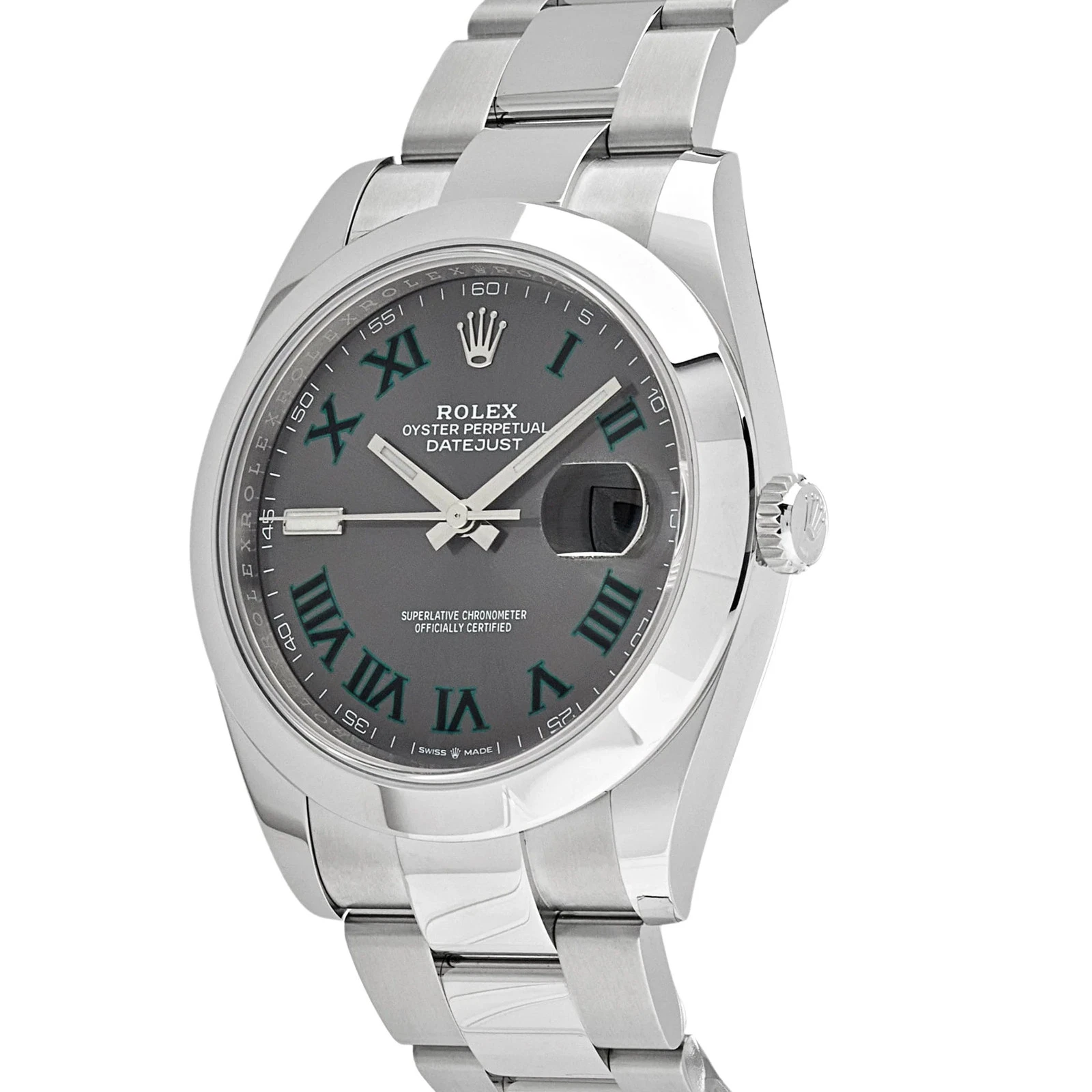 Rolex Datejust 41mm Oystersteel Slate Wimbledon Dial Roman Dial Domed Bezel Oyster Bracelet 126300 — view 3