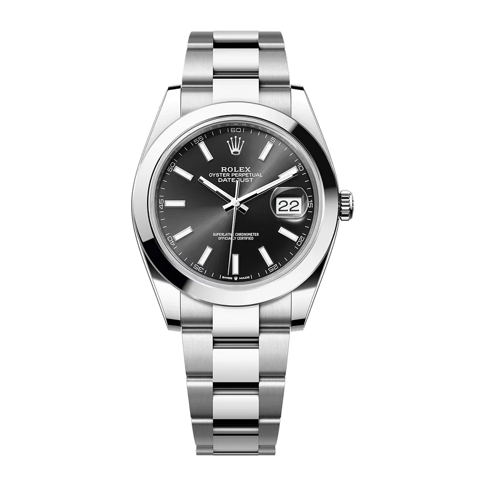 Rolex Datejust 41mm Oystersteel Black Index Dial Domed Bezel Oyster Bracelet 126300