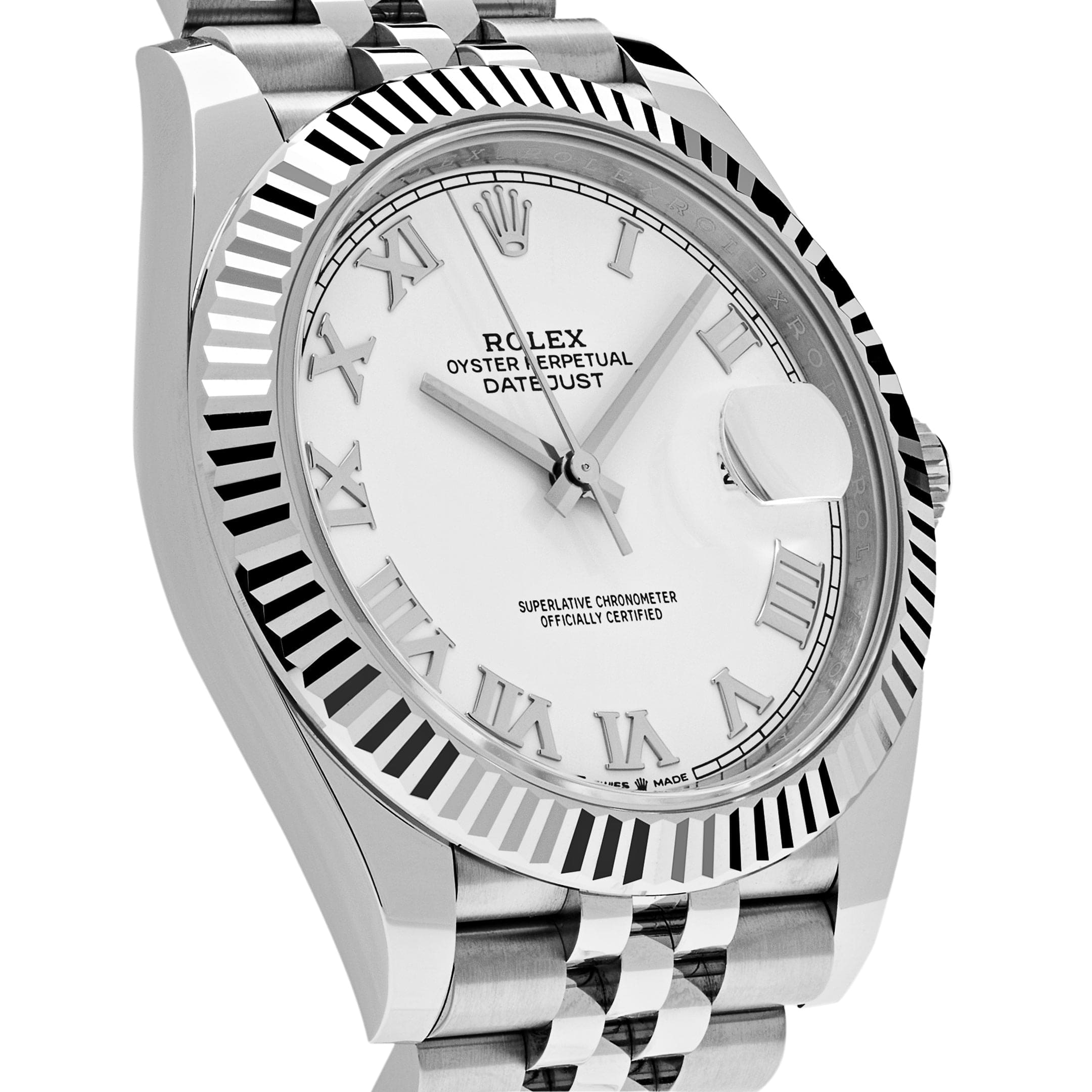 Rolex Datejust 126334, — White Dial, Jubilee, Oystersteel and White Gold — view 3