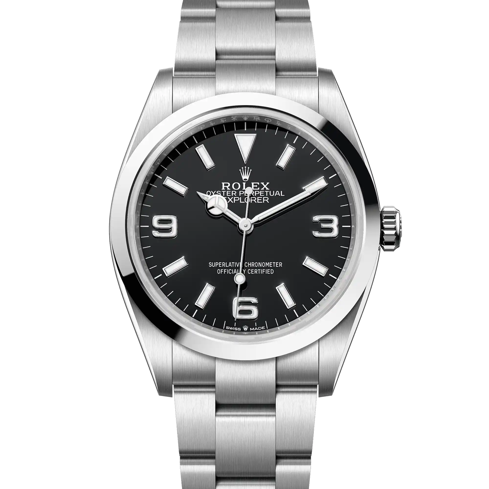 Rolex Explorer I 124273, — Black Dial, Oystersteel and Yellow Gold