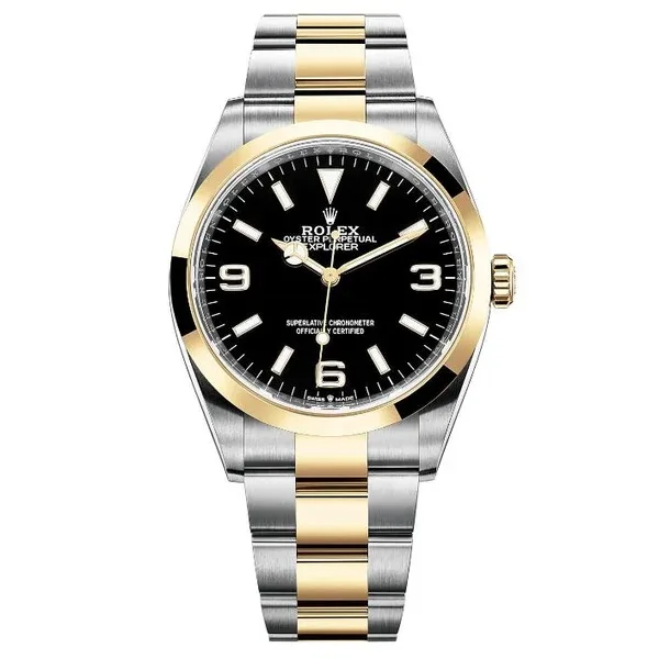 Rolex Explorer I 41mm Two-Tone Yellow Gold & Oystersteel Black Dial Domed Bezel Oyster Bracelet 124273