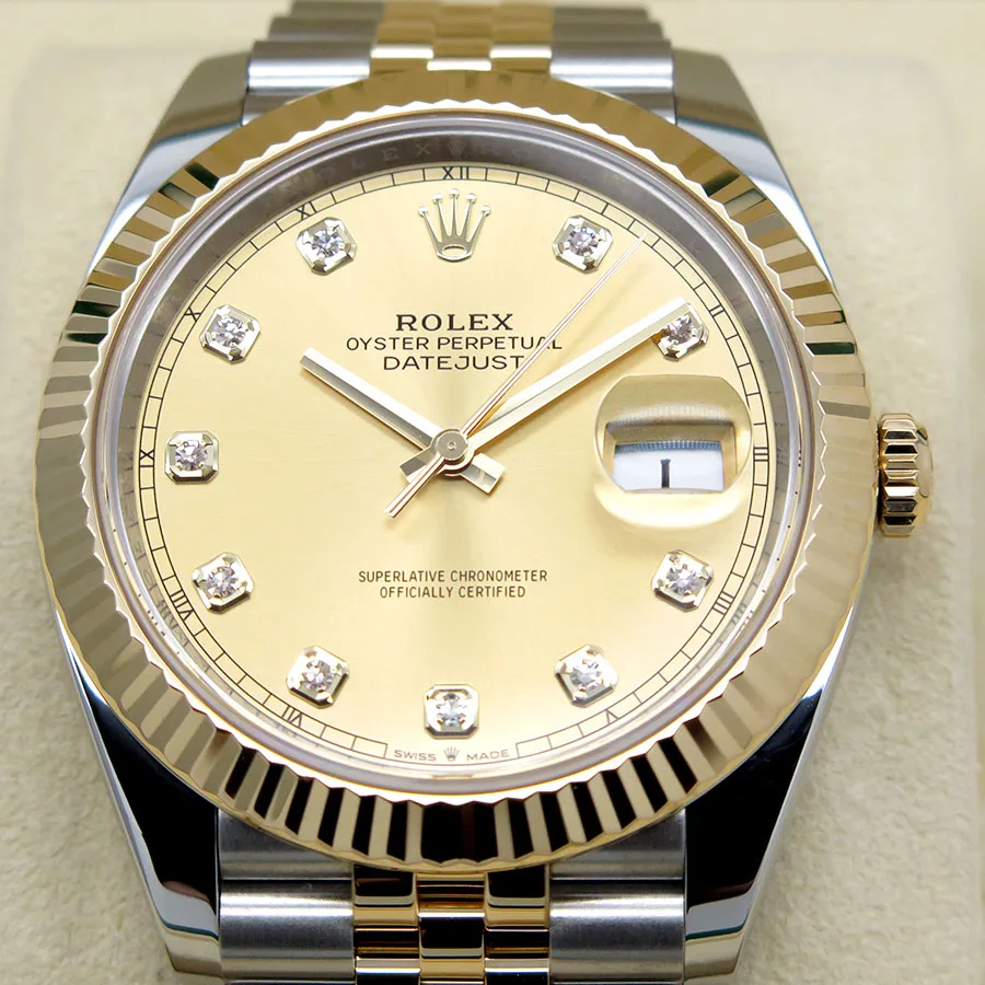 Rolex Datejust 41mm Two-Tone Yellow Gold & Oystersteel Champagne Diamond Dial Fluted Bezel Jubilee Bracelet 126333 — view 2