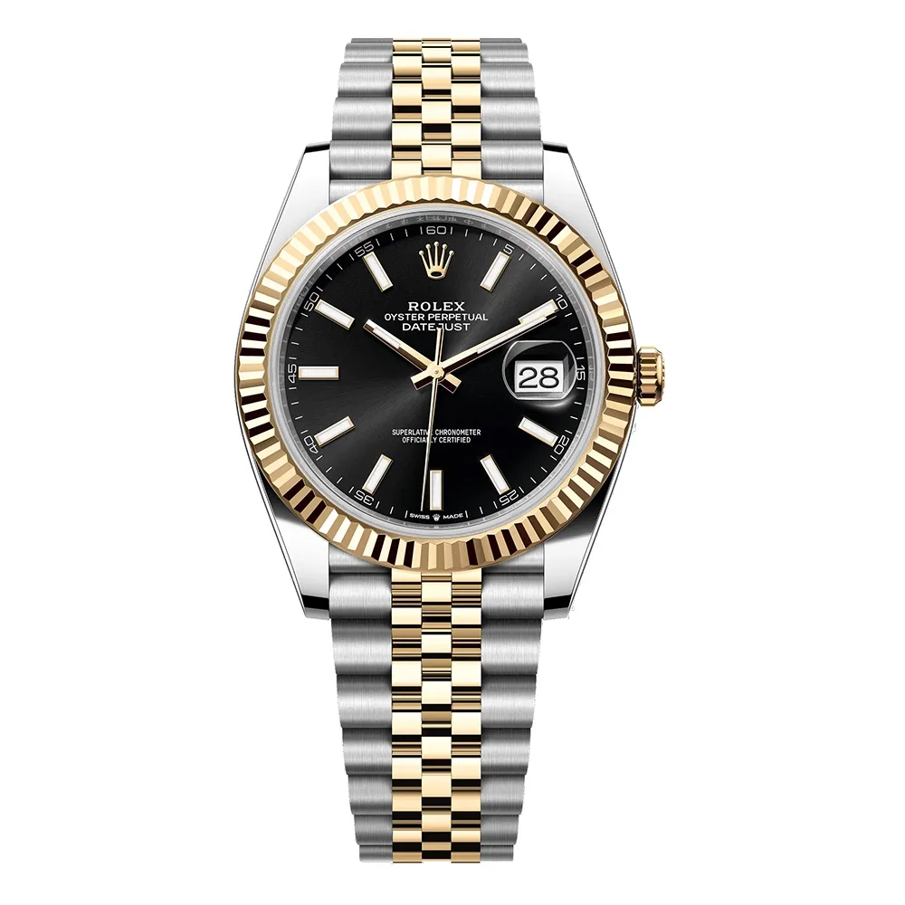 Rolex Datejust 41mm Two-Tone Yellow Gold & Oystersteel Champagne Index Dial Fluted Bezel Jubilee Bracelet 126333